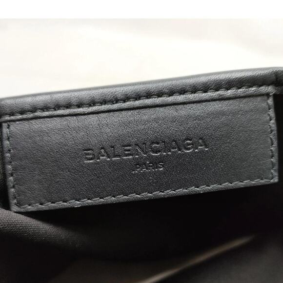 Chic Balenciaga Cabas Canvas Black Cream Mini Tote Satchel Bag Pouch Minimalist - Picture 6 of 8
